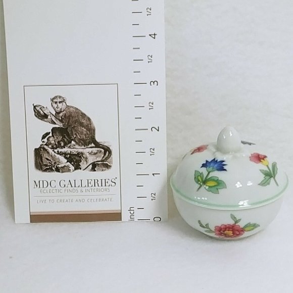 Jewelry Ring Trinket Porcelain Covered Floral Dish Heinrich Germany 2" Dia - Picture 9 of 9
